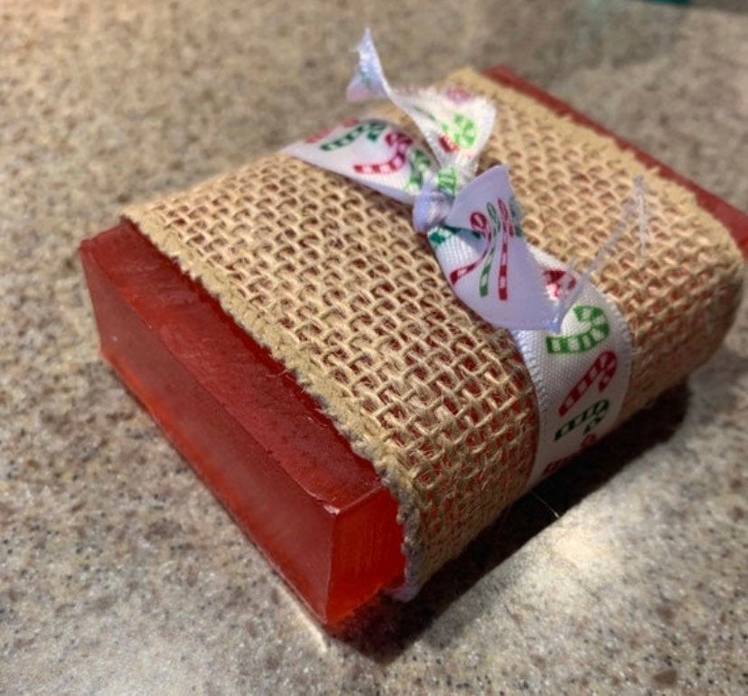 Handmade Natural Soap, Organic Red Peppermint Christmas Soap, vegan soap, soap bar-sensitive skin care-beauty products-spa items-gel soap-wedding favors-gifts