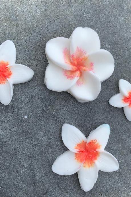 Natural Handmade Soap Plumeria Shower Melts-, organic vegan soap-soap art-Hawaii-beach-tropical-floral-scented soap-wedding favors-spa items-sensitive skincare