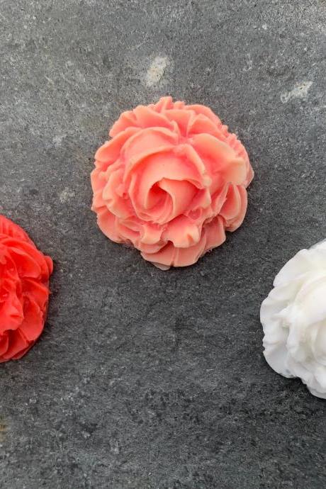 Natural Handmade Soap, Organic Rose Shaped Shower Melts-soap-gifts for her-wedding favors-floral-scented shower melts-rustic-sensitive skincare-spa items-self care product